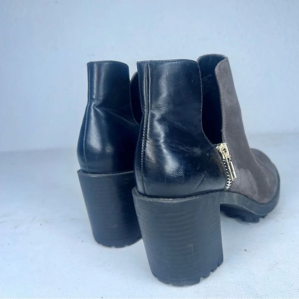 - Zara gray suede black leather ankle boot